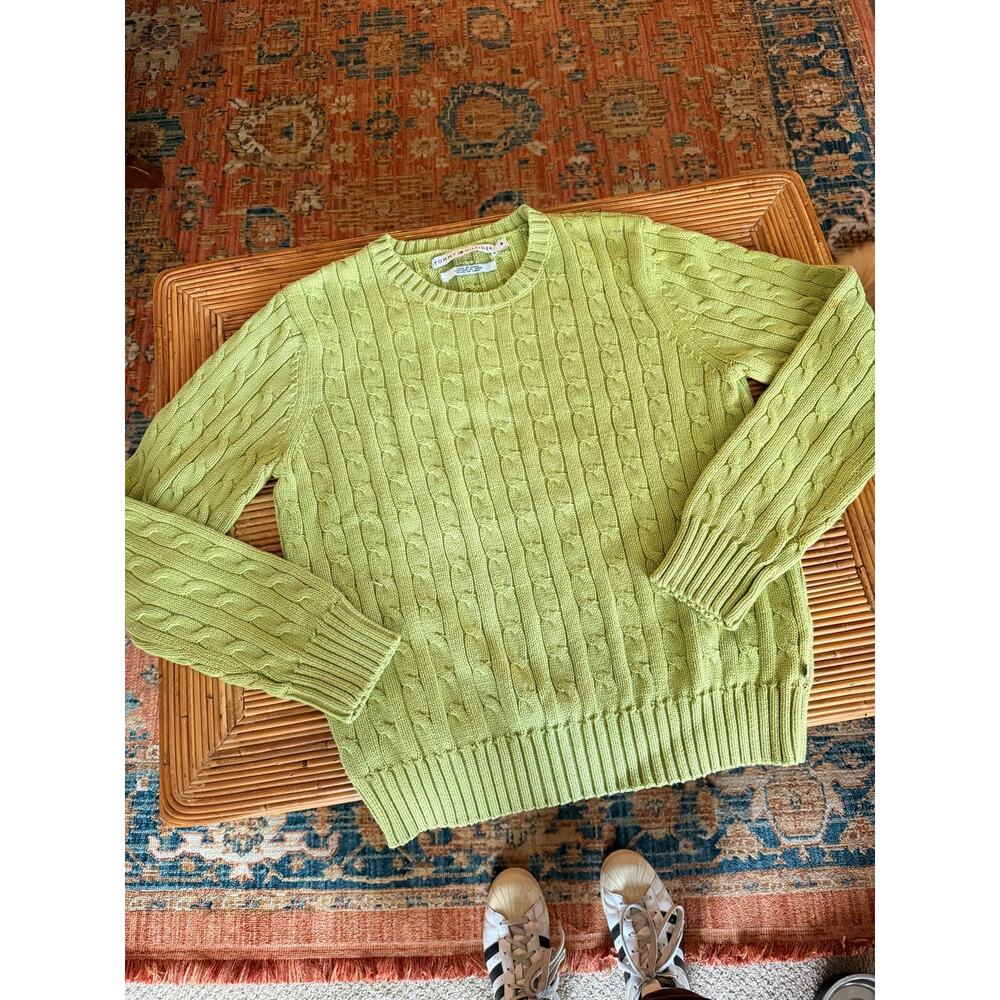 Tommy Hilfiger Cable Knit Lime Green Sweater Size Medium